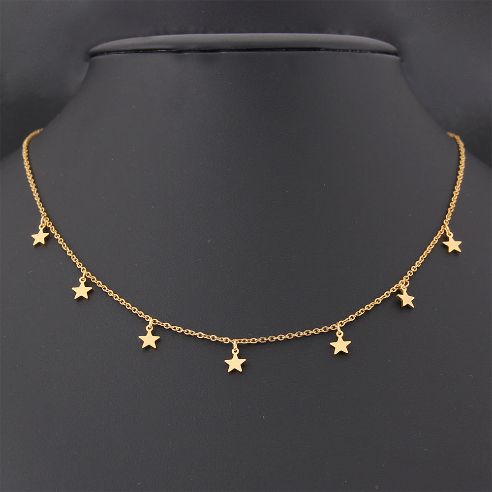 Female Stainless Steel Star Small Pendant Necklace - Chic Angle